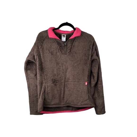 The North Face Women's Fleece Sweater Brown 1/4‎ Zip Pullover Sweater Size Large - Picture 6 of 6
